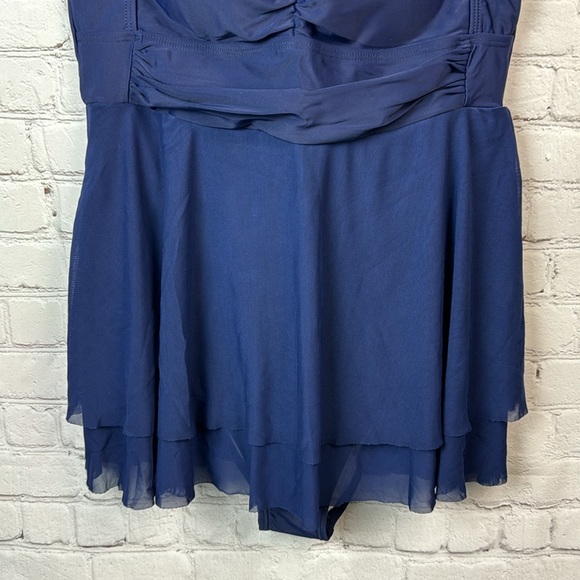 BloomChic Navy Tiered Hem Mesh Swim Dress Plus Size 6X - Picture 5 of 8